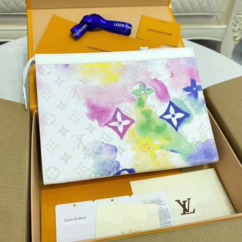 Louis Vuitton LV Unisex Pochette Voyage MM Monogram Watercolor Multico Coated Canvas