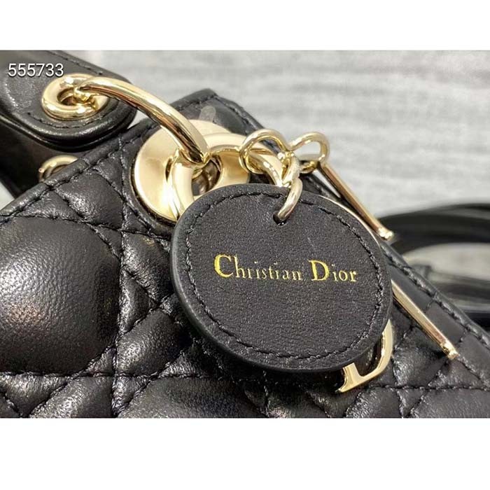 Dior Women CD Lady Dior Micro Bag Black Cannage Lambskin
