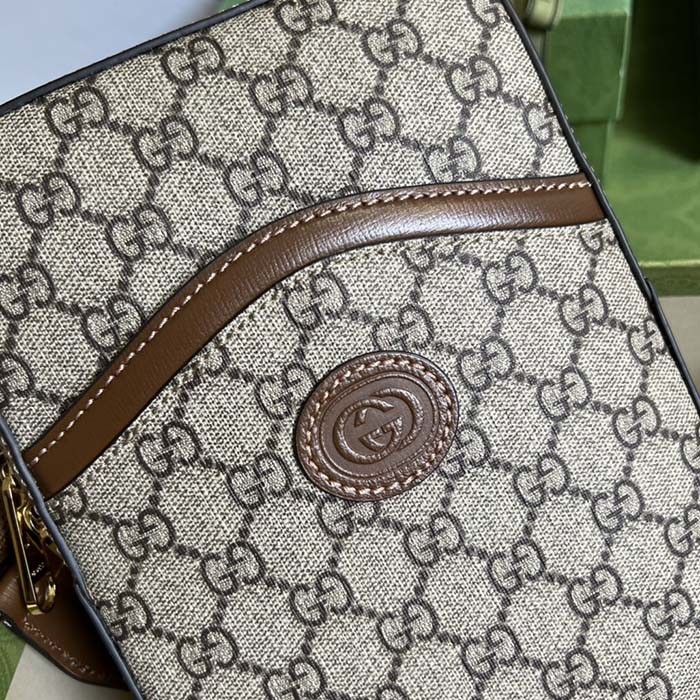 Gucci Unisex Sling Backpack Interlocking G Beige Ebony GG Supreme Canvas