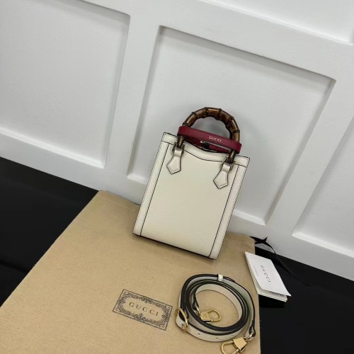 Gucci GG Women Gucci Diana Mini Tote Bag Double G White Leather