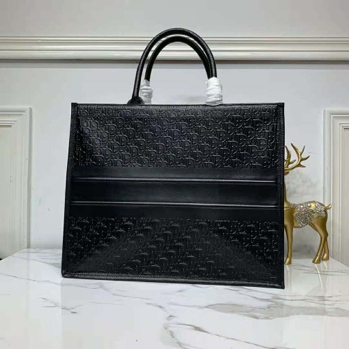 Dior Book Tote Black Dior Oblique Embossed Calfskin