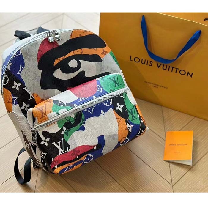 Louis Vuitton LV Unisex Discovery Backpack PM Multicolor Monogram Coated Canvas Cowhide Leather
