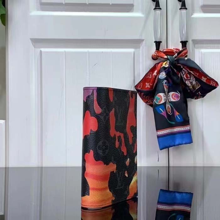 Louis Vuitton LV Unisex Passport Cover Red Sunset Monogram Eclipse Coated Canvas