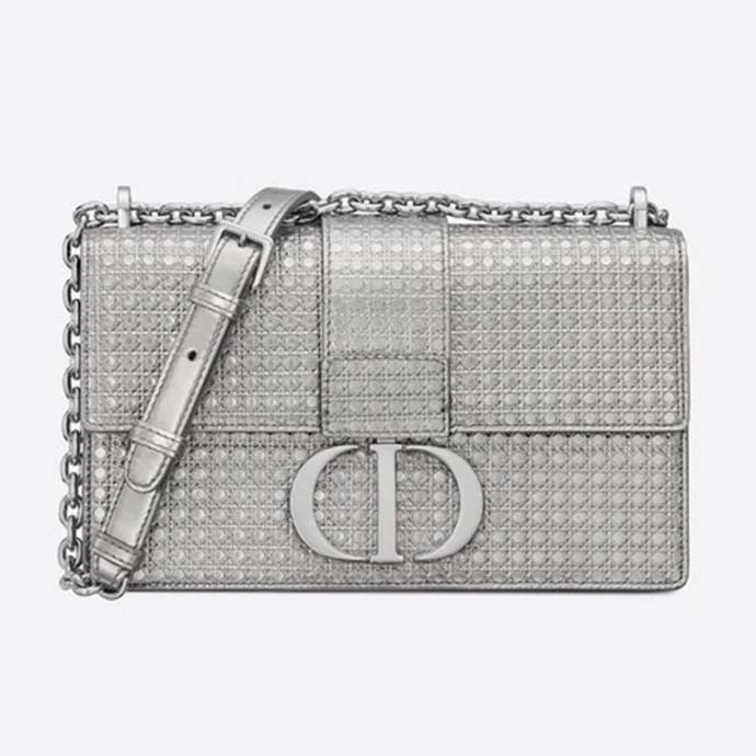 Dior Women 30 Montaigne Chain Bag Microcannage Calfskin Flap Closure