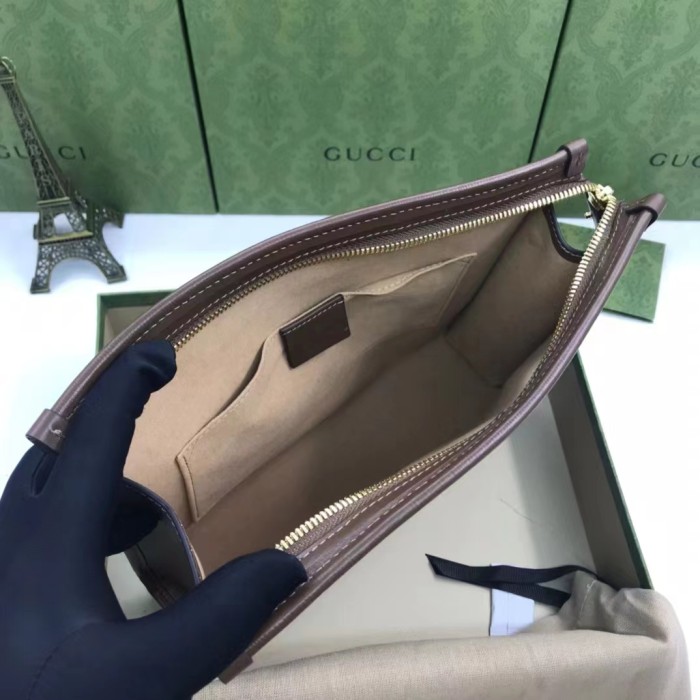 Gucci Unisex Beauty Case Interlocking G Beige Ebony GG Supreme Canvas