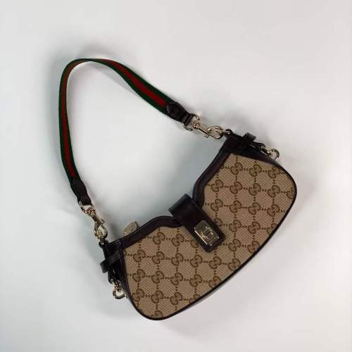 Gucci Unisex Moon Side Mini Shoulder Bag Beige Ebony Original GG Canvas