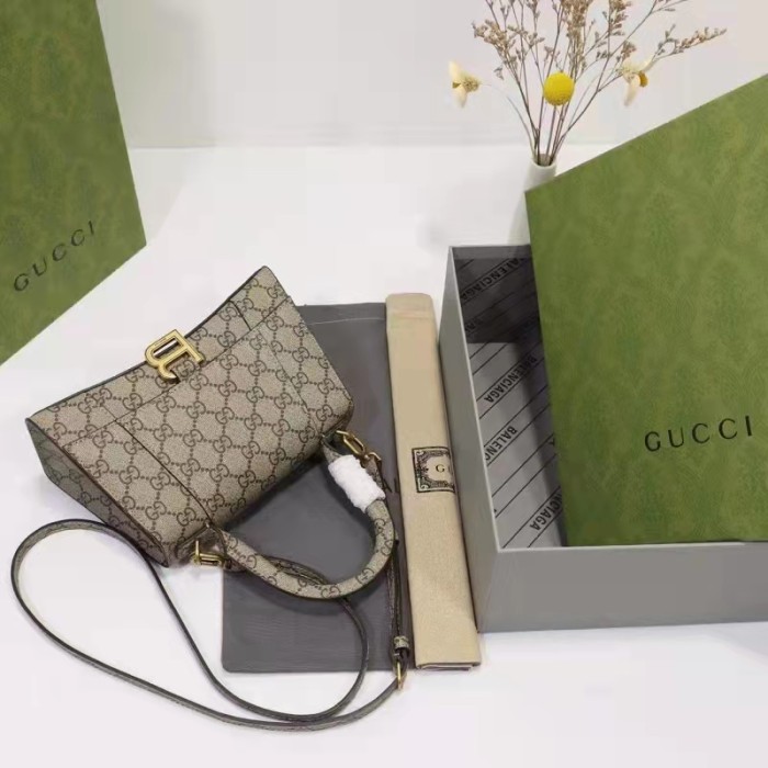 Gucci Unisex The Hacker Project Small Hourglass Bag Beige GG Supreme Canvas