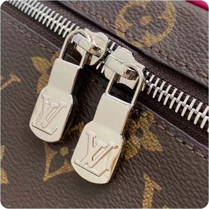 Louis Vuitton LV Unisex Nice Mini Toiletry Pouch Rose Pink Monogram Macassar Coated Canvas Cowhide Leather