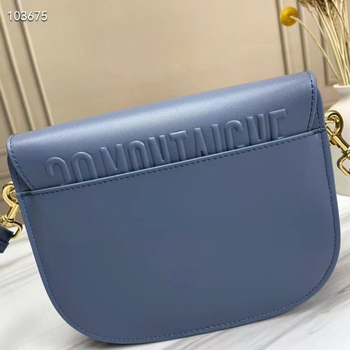 Dior Women Medium Dior Bobby Bag Denim Blue Box Calfskin Flap Closure