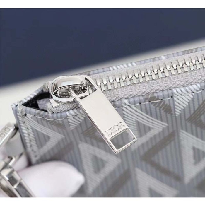 Dior Unisex CD Pouch Gray CD Diamond Canvas DIOR Signature