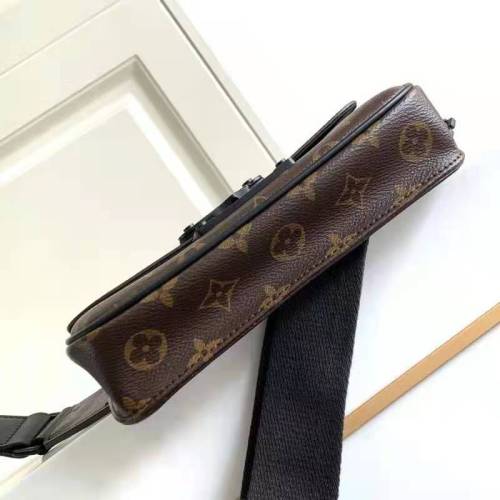 Louis Vuitton LV Unisex S Lock Sling Bag Brown Monogram Macassar Coated Canvas Epi Leather