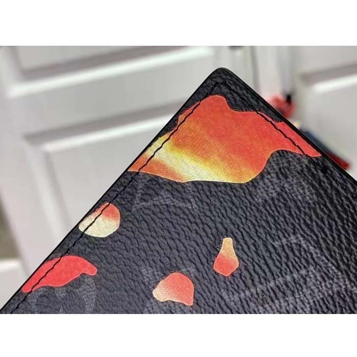 Louis Vuitton LV Unisex Passport Cover Red Sunset Monogram Eclipse Coated Canvas