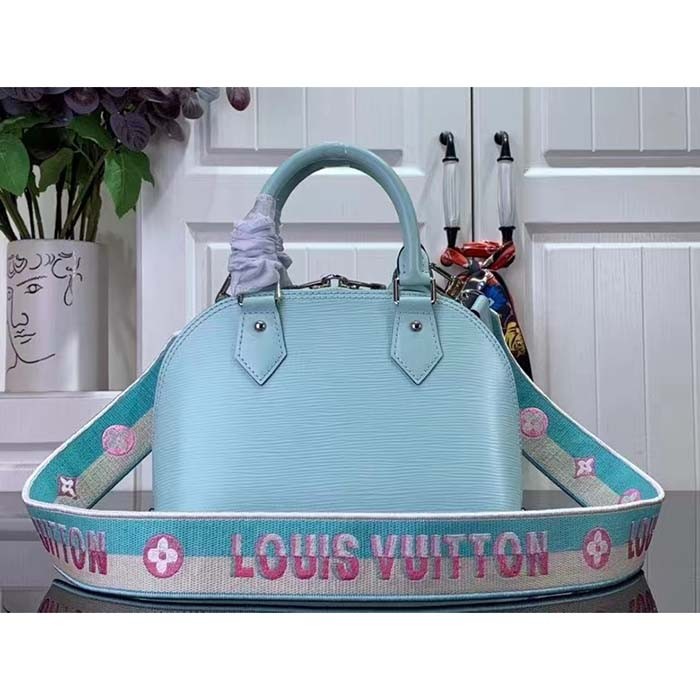 Louis Vuitton LV Women Alma BB Handbag Lagoon Turquoise Epi Grained Cowhide Leather