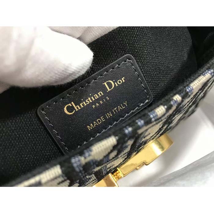 Dior CD Unisex 30 Montaigne Box Bag Blue Dior Oblique Jacquard