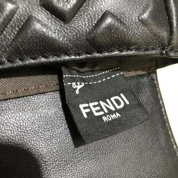 Fendi Women Iconic Mini Baguette Black Leather Bag
