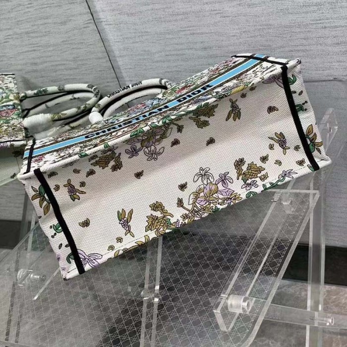 Dior Unisex CD Large Book Tote Latte Multicolor D-Constellation Embroidery