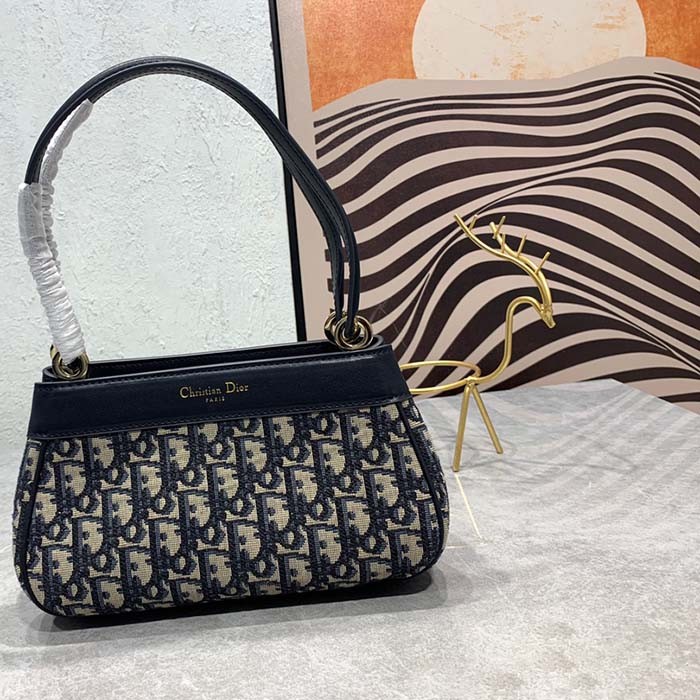 Dior Women CD Medium Dior Key Bag Blue Dior Oblique Jacquard