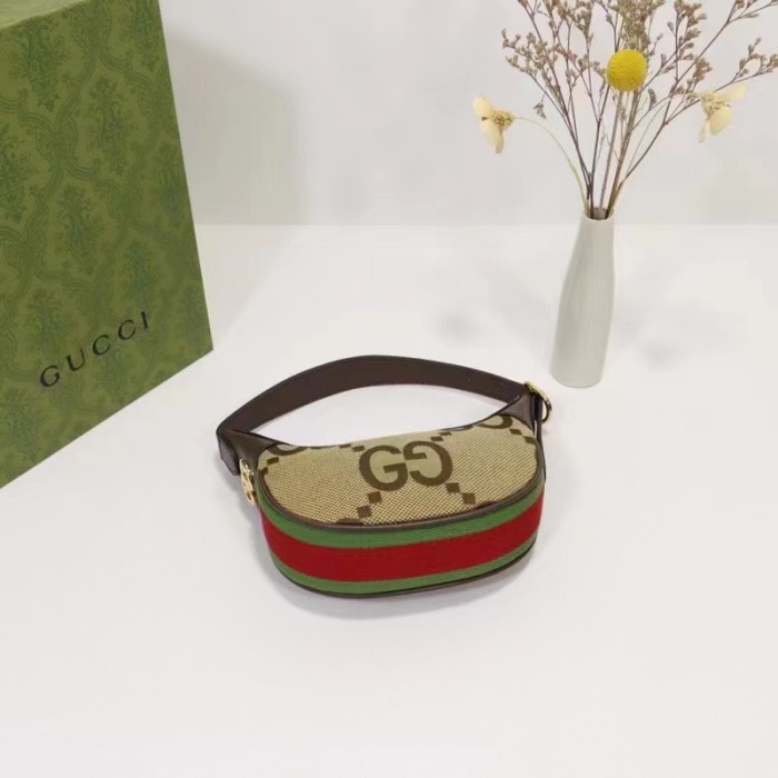 Gucci Unisex Ophidia Jumbo GG Mini Bag Camel Ebony Canvas Double G