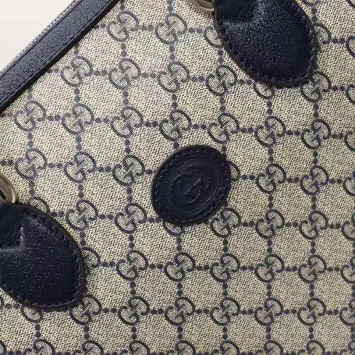 Gucci Unisex Business Case Interlocking G Blue Beige GG Supreme Canvas