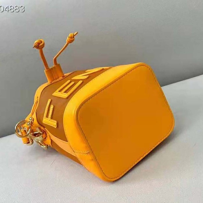 Fendi Women Mon Tresor Leather and Mesh Mini-Bag-Orange