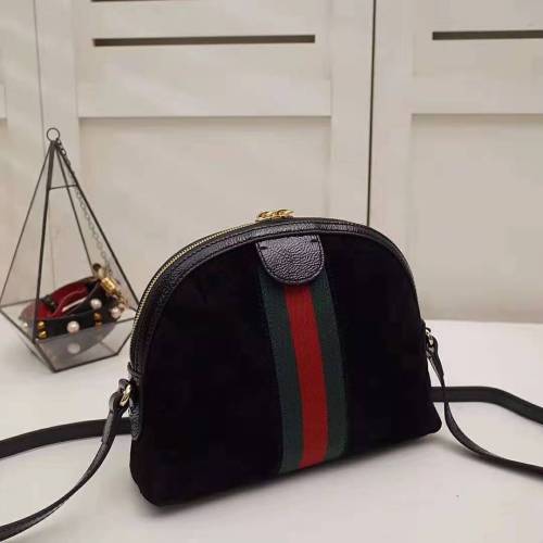 Gucci GG Women Ophidia Small Shoulder Bag in Black Suede Leather