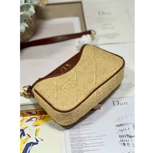 Dior Women CD 30 Montaigne Hobo Avenue Mini Bag Natural Cannage Raffia