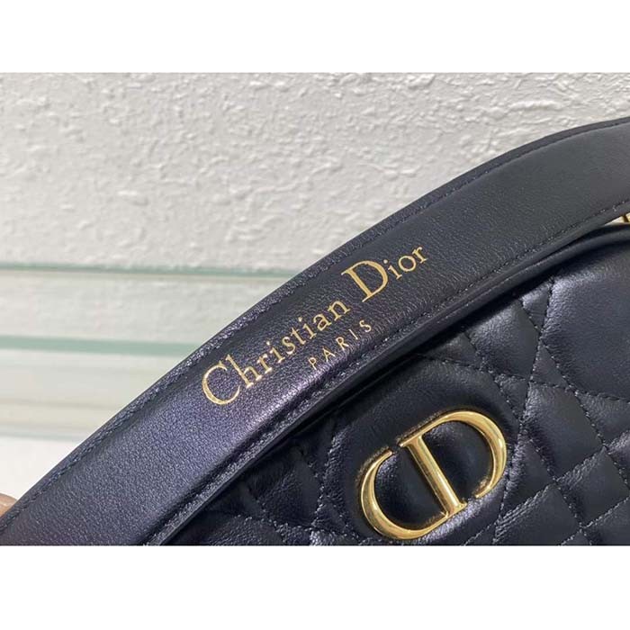 Dior Women Small Dior Caro Top Handle Camera Bag Black Macrocannage Calfskin
