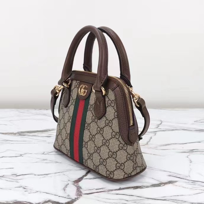 Gucci GG Women Ophidia GG Mini Top Handle Bag Beige Ebony GG Supreme Canvas Double G