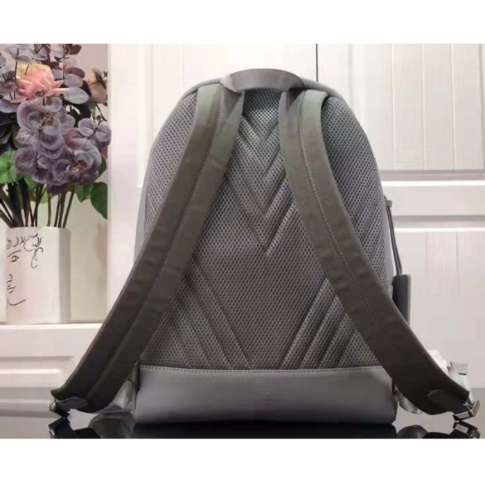 Louis Vuitton LV Unisex New Backpack Gray Aerogram Cowhide Leather Textile Lining