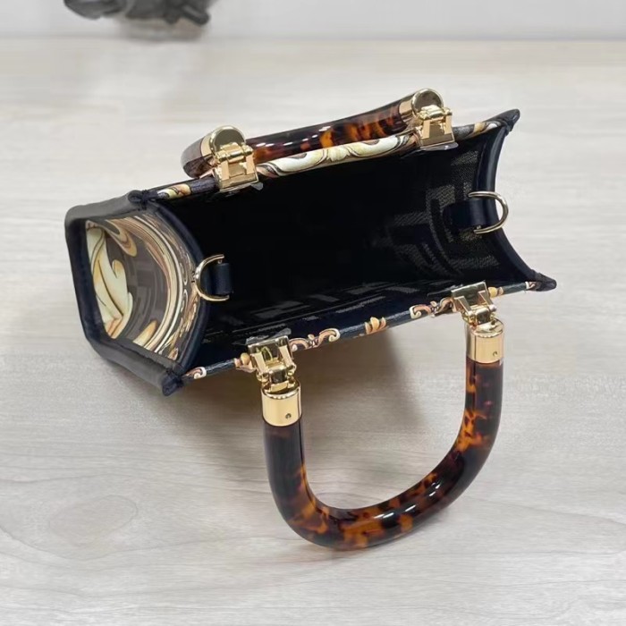 Fendi Women Mini Sunshine Shopper Fendace Printed FF Leather Mini Bag