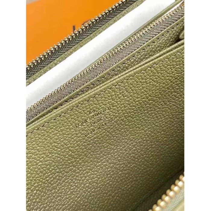 Louis Vuitton LV Unisex Zippy Wallet Green Monogram Empreinte Embossed Supple Grained Cowhide
