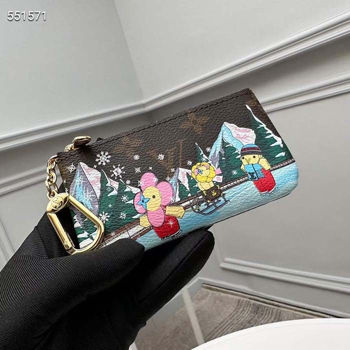 Louis Vuitton LV Unisex Key Pouch Pink Monogram Coated Canvas M82620