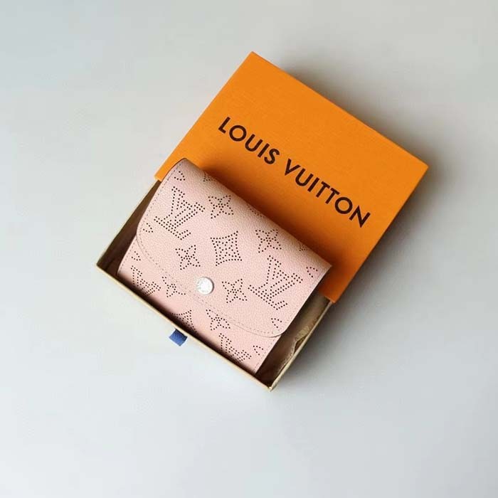 Louis Vuitton LV Unisex Iris Compact Wallet Mahina Perforated Calf Leather