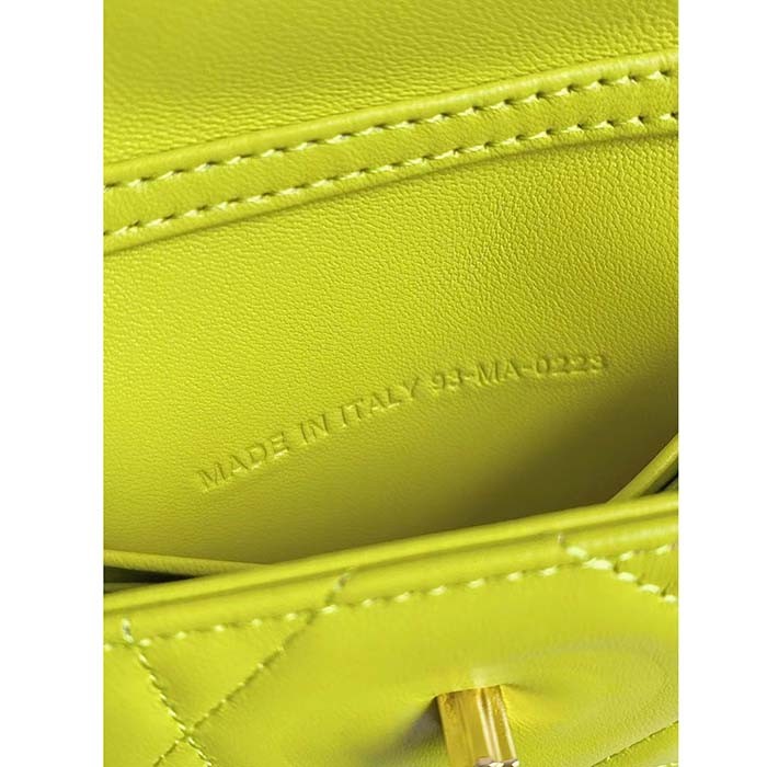 Dior Women CD Miss Caro Micro Bag Lime Yellow Macrocannage Lambskin