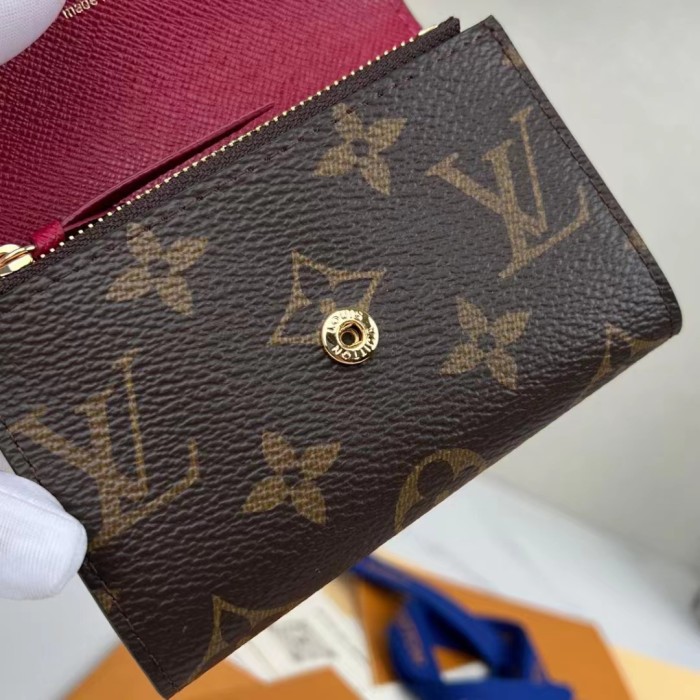 Louis Vuitton LV Unisex Rosalie Coin Purse Fuchsia Pink Monogram Coated Canvas Grained Cowhide Leather