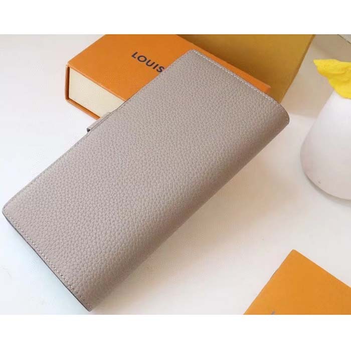 Louis Vuitton LV Unisex Vertical Wallet Galet Beige Aquamarine Blue Taurillon Cowhide Leather