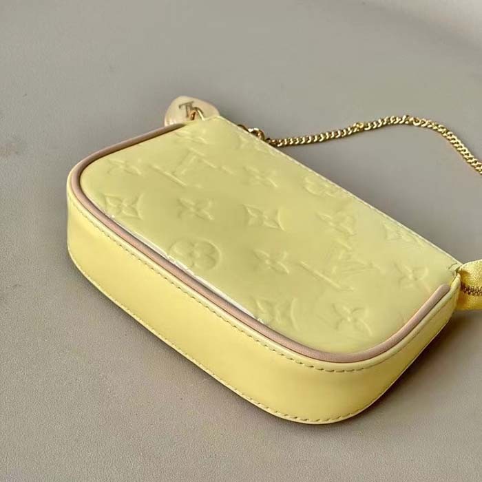 Louis Vuitton LV Women Multi Pochette Accessoires Yellow Monogram Vernis Embossed Patent Calf