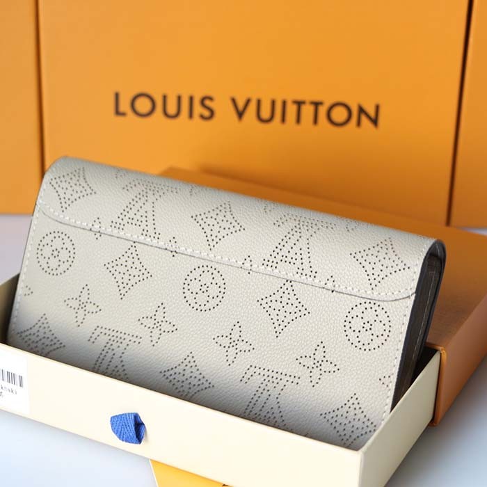 Louis Vuitton LV Unisex Iris Wallet Galet Grey Mahina Perforated Calf Leather