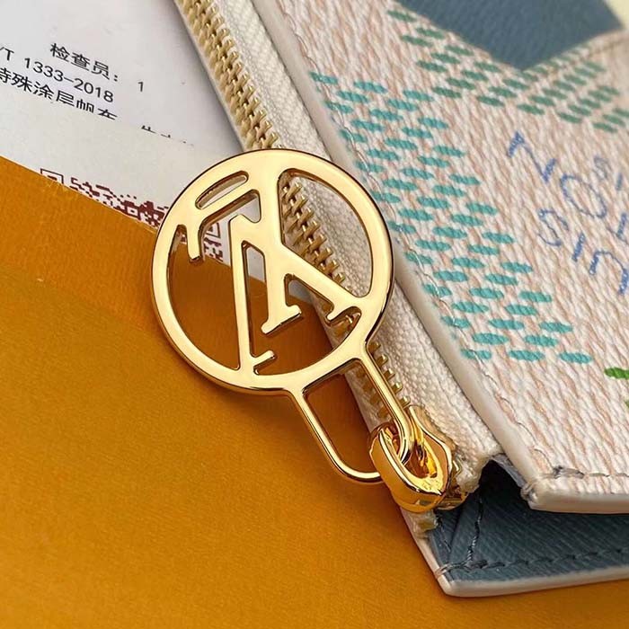 Louis Vuitton LV Unisex Romy Card Holder Green Damier Coated Canvas N40639