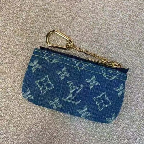 Louis Vuitton LV Unisex Key Pouch Denim Blue GOTS Certified Cotton Monogram Denim