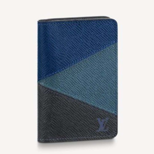 Louis Vuitton LV Unisex Pocket Organizer Gray Monochrome Taiga Leather