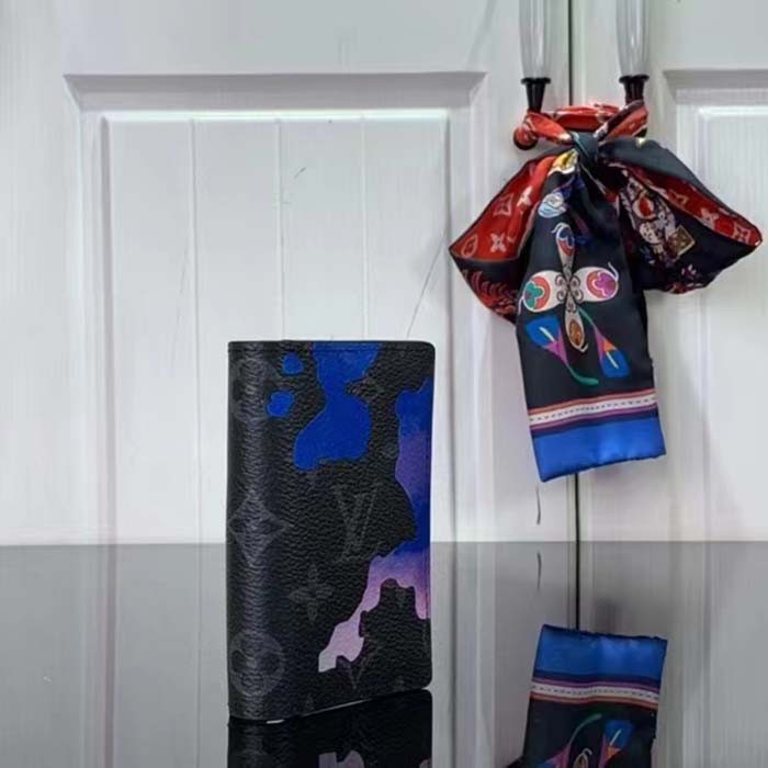 Louis Vuitton LV Unisex Pocket Organizer Blue Sunrise Monogram Eclipse Coated Canvas