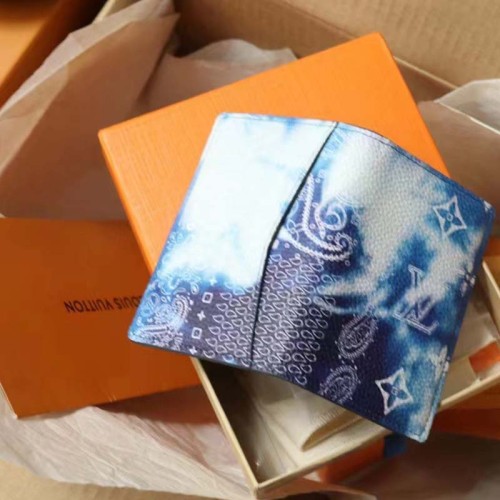 Louis Vuitton LV Unisex Pocket Organizer Blue Cowhide Leather Monogram Motif