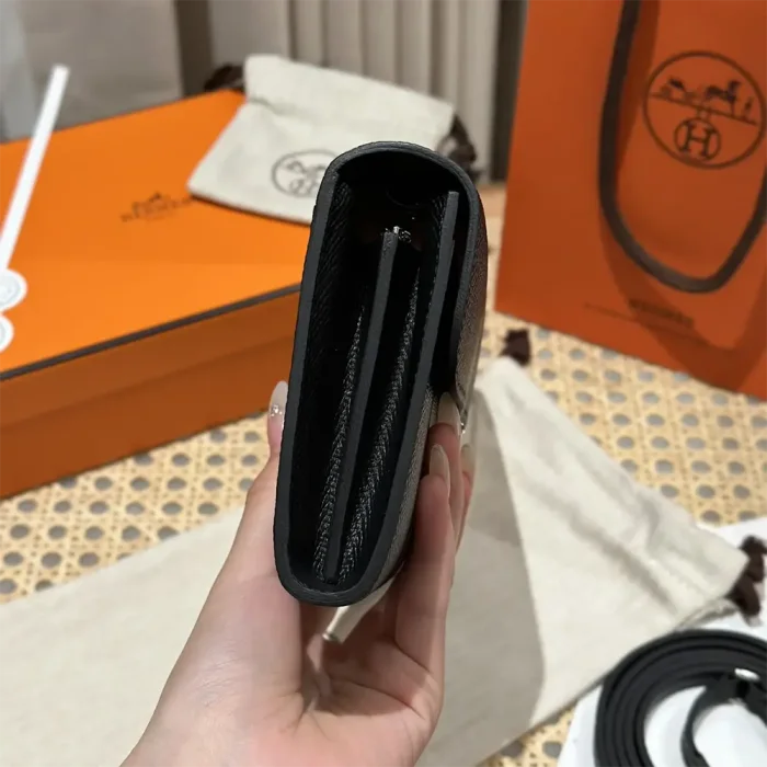 Hermes Women Constance Long To Go in Epsom Leather-Black/Silver