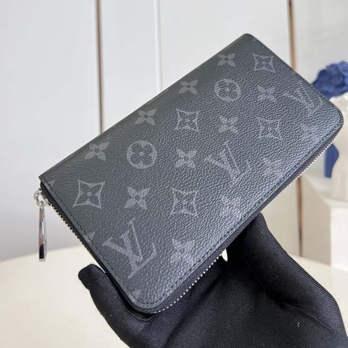 Louis Vuitton LV Unisex Zippy Organizer Monogram Eclipse Coated Canvas Cowhide Leather