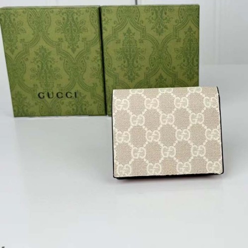Gucci Unisex GG Marmont Card Case Wallet Double G Pink White GG Supreme Canvas Pink Leather Style ‎658610 AACFE 5945