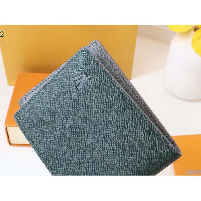 Louis Vuitton LV Unisex Slender Wallet Embossed Taiga Leather Epicea Glacier Cowhide