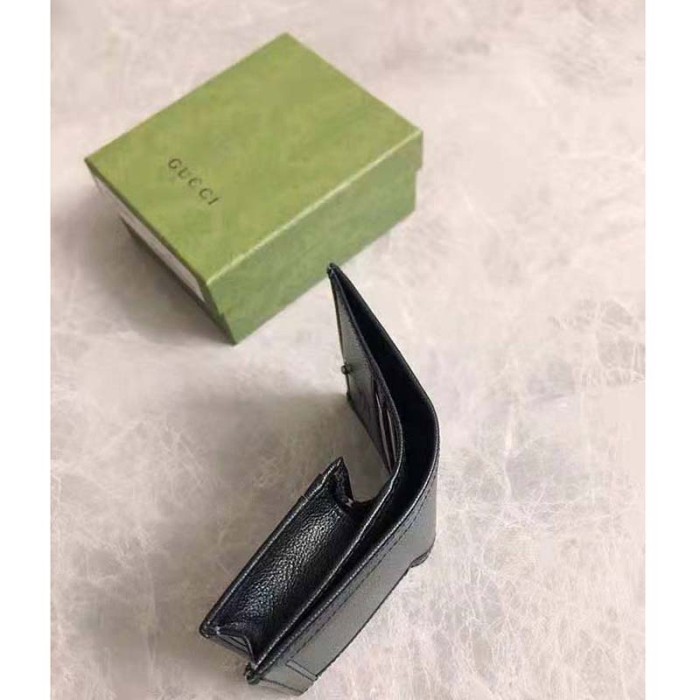 Gucci Women Gucci Diana Card Case Wallet Double G Black Leather