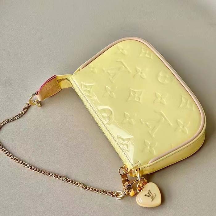 Louis Vuitton LV Women Multi Pochette Accessoires Yellow Monogram Vernis Embossed Patent Calf