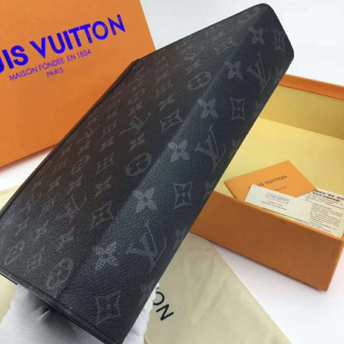 Louis Vuitton LV Unisex Pochette Voyage MM Bag in Monogram Eclipse canvas-Grey